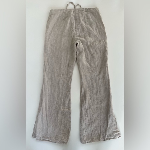Express Women's Cream 100% Linen Flare Leg Pants Trousers Size 5/6 - Picture 2 of 8